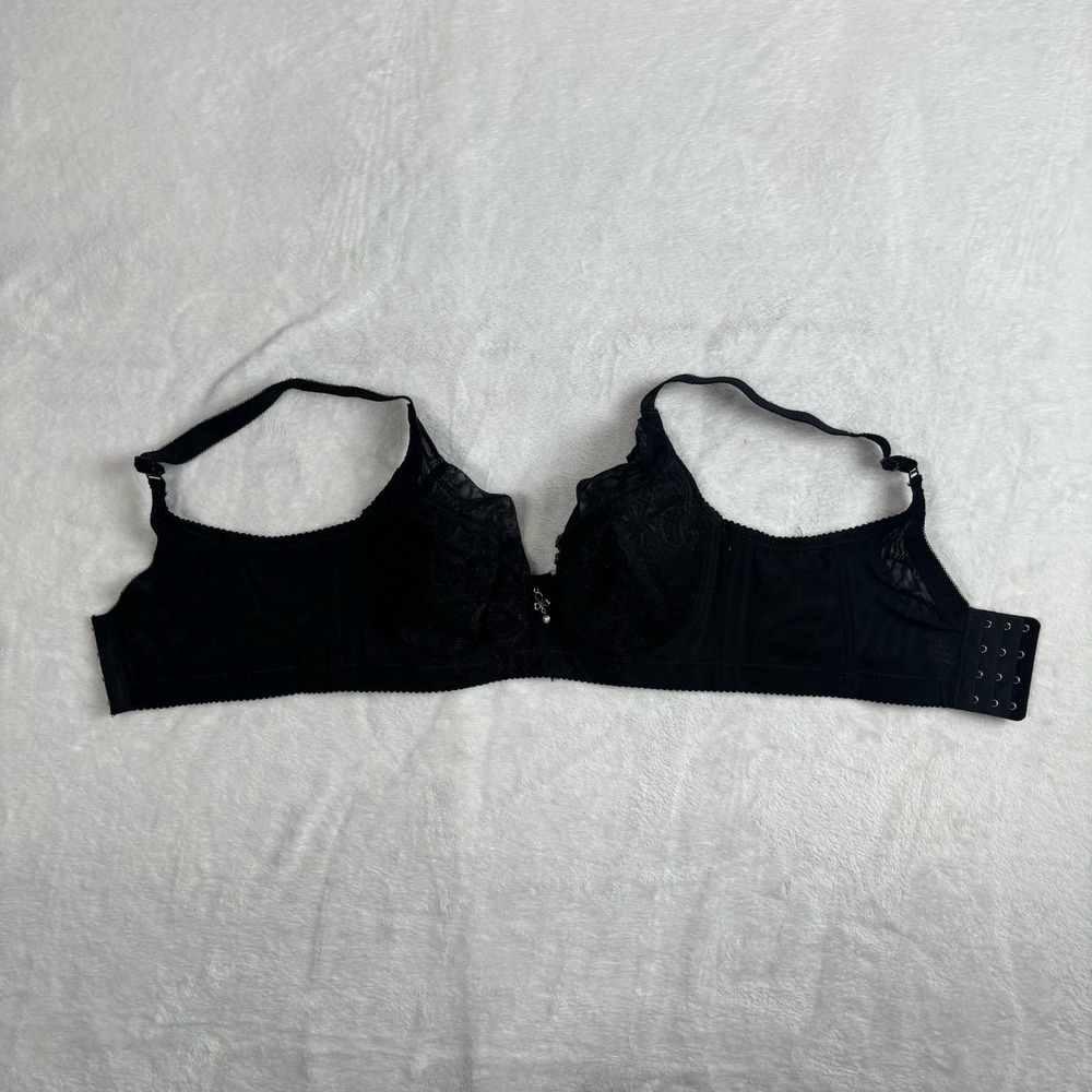 Y2K‎ Black Lace Floral Sheer Bra Women's Size 34 D